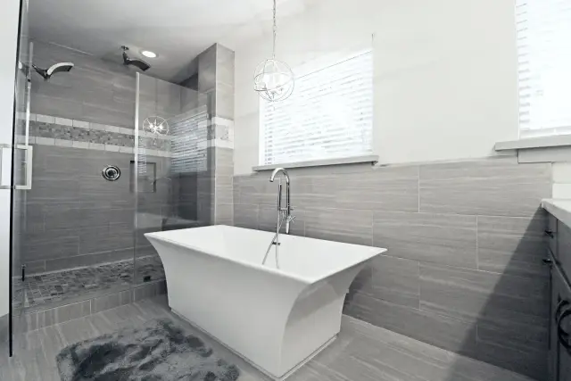 Chateau Gold primary bathroom, furnished house in Texas Medical Center / West University, Houston — furnished rentals in Houston